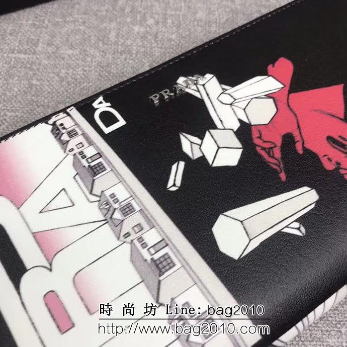PRADA普拉達 官網同步 2018最新漫畫印象系列 男士單拉鏈錢包 2ML317 DD1449